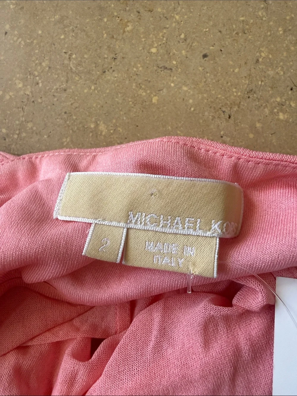 Michael Kors Collection Pink One-Shoulder Maxi Dress with Gold Ring